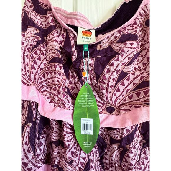 FARM RIO Strapless Bananada Print Tiered Midi Dress NWT Size M - Picture 6 of 7